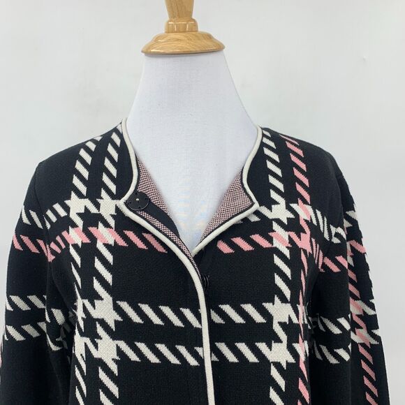 Talbots Plaid Longline Sweater Womens S Small Heavy Knit Snap Button Pockets - Picture 3 of 13